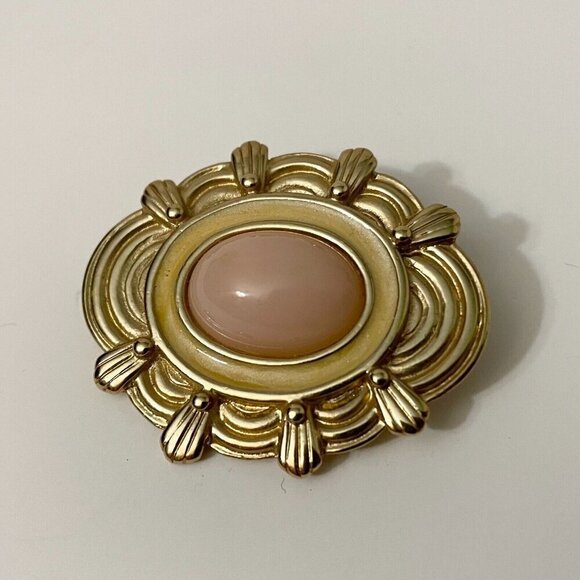 Vintage Cabochon Enamel Brooch Pin Unmarked - Picture 2 of 11